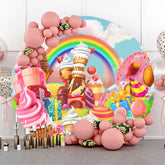 Lutscher Süßigkeitenland Regenbogen Runden Geburtstag Hintergrund